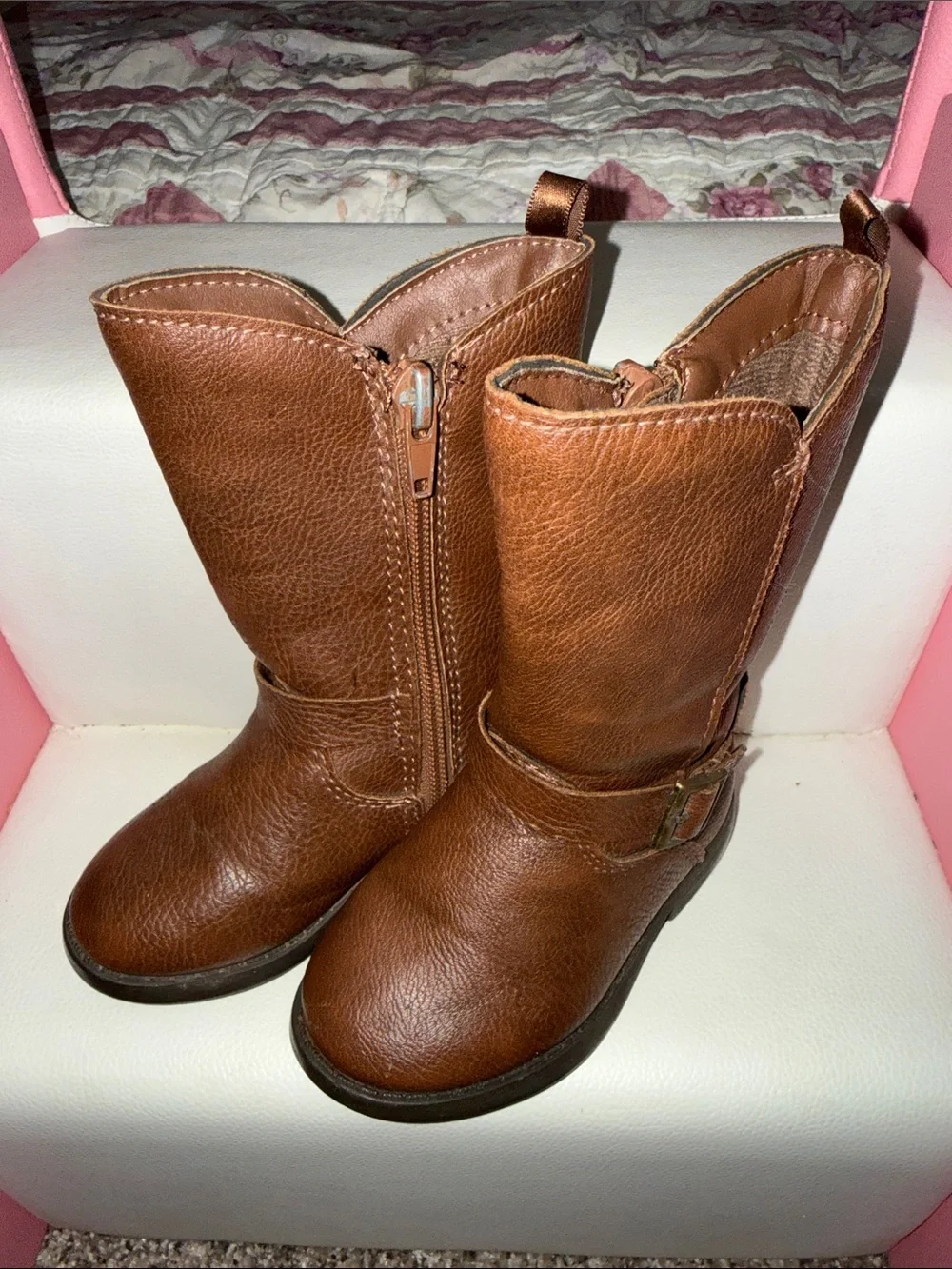 OshKosh B’Gosh Brown Leather-Look Girls Mid-Calf Boots